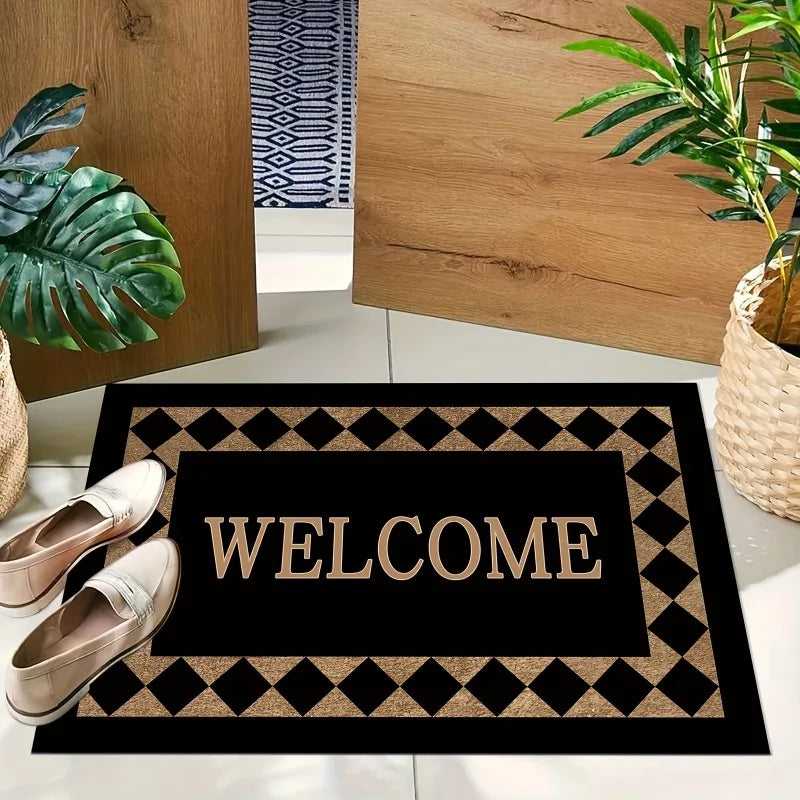 Non-Slip Welcome Doormat | Machine Washable Polyester Rug Entryway Doormat PLUSH