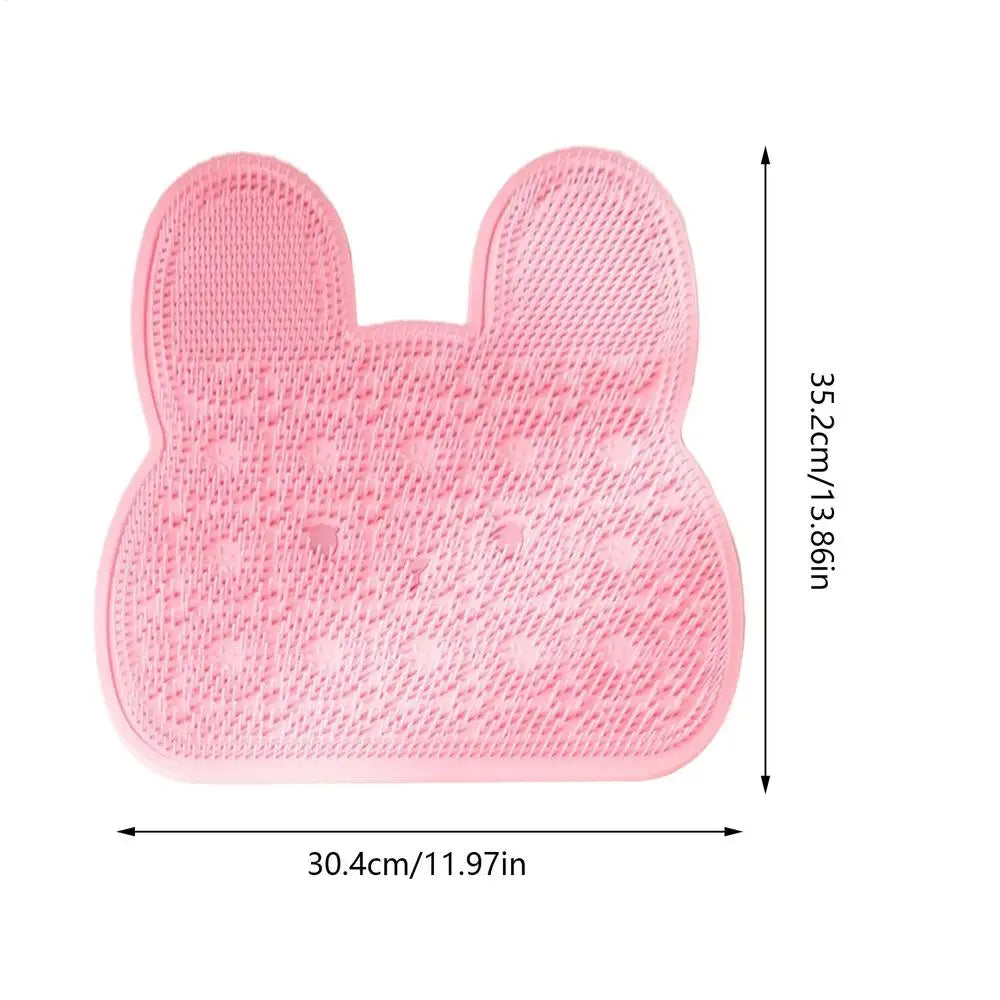 Silicone Shower Foot Scrubber Mat – Non-Slip Bath Massage Pad Shower Scrubber Mat PLUSH Pink