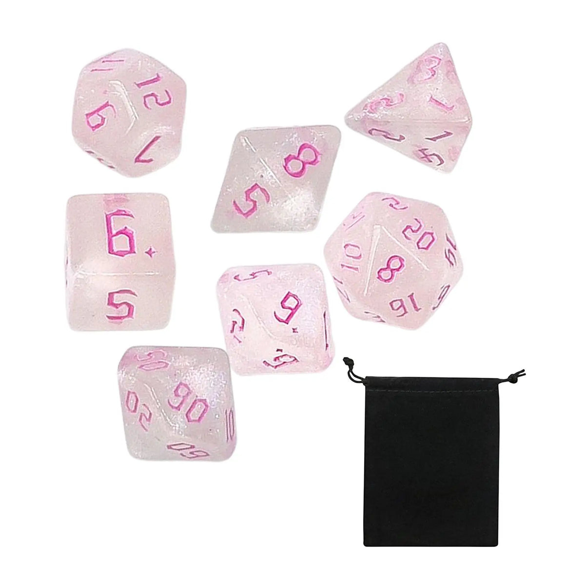 Polyhedral RPG Dice Set – D4 D6 D8 D10 D12 D20 Acrylic 7pcs RPG Dice Set PLUSH