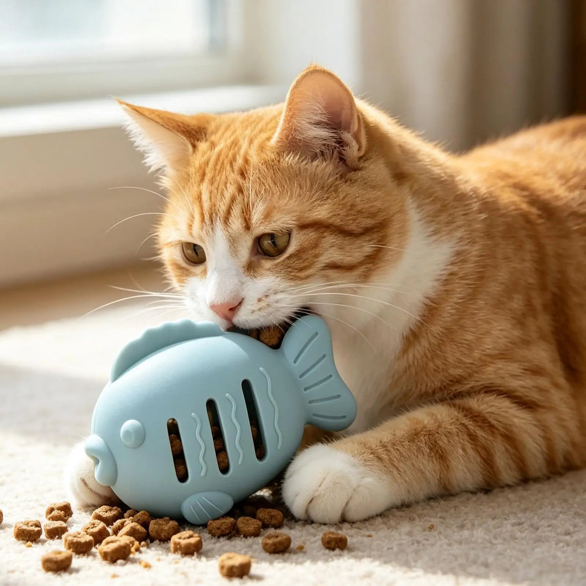 Silicone Fish Cat Treat Dispenser – Interactive Puzzle Feeder Toy Cat Puzzle Feeder Toy PLUSH