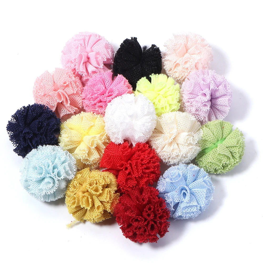 30pcs Tulle Flower Balls for DIY Hair Accessories & Crafts Craft Embellishments PLUSH mixed