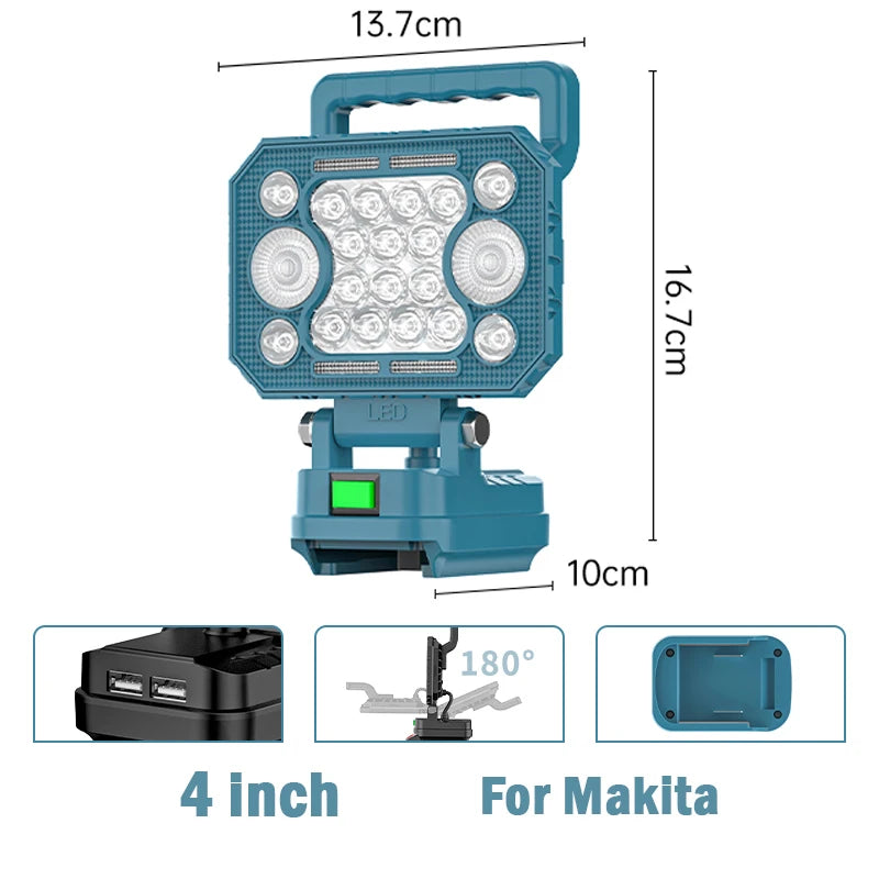 ZWINCKY LED Work Light for Makita 18V Battery – Dual USB LED Work Light PLUSH 4 inch China Mainland