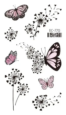 Pink Butterfly Temporary Tattoo Sticker – Waterproof Body Art