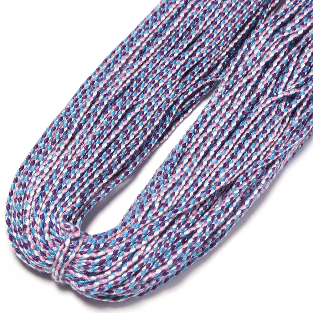 10 Yards Bohemian Multicolor Braided Cotton Cord – DIY Jewelry Braided Craft Cord PLUSH white blue purple 2mm