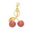 Golden Cherry Keychain Charm – Resin & Metal Bag Accessory Keychain Charm PLUSH Pink