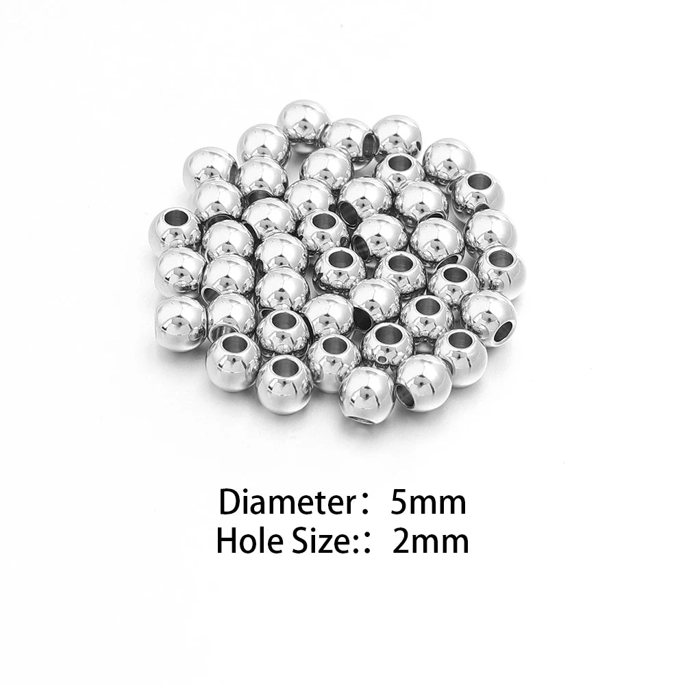 Silver Stainless Steel Big Hole Spacer Beads – DIY Jewelry