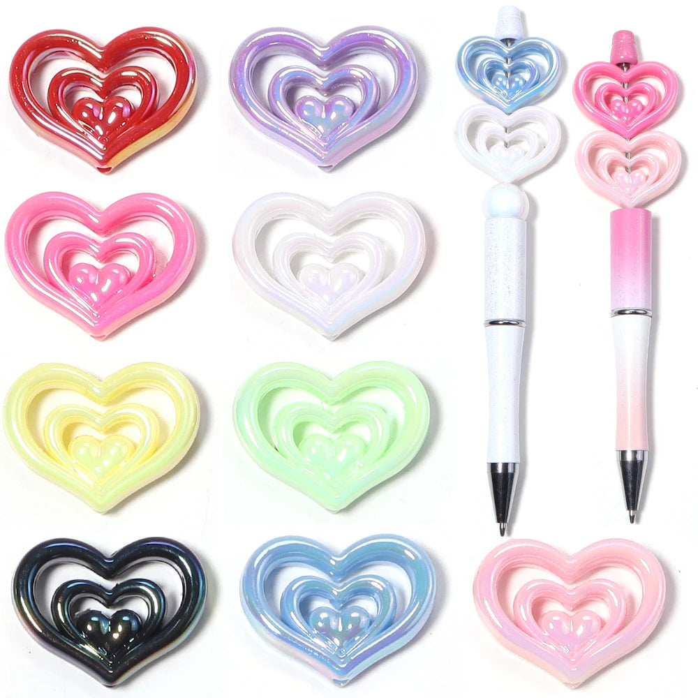 5pcs AB Hollow Heart Acrylic Spacer Beads – DIY Jewelry Making Acrylic Spacer Beads PLUSH