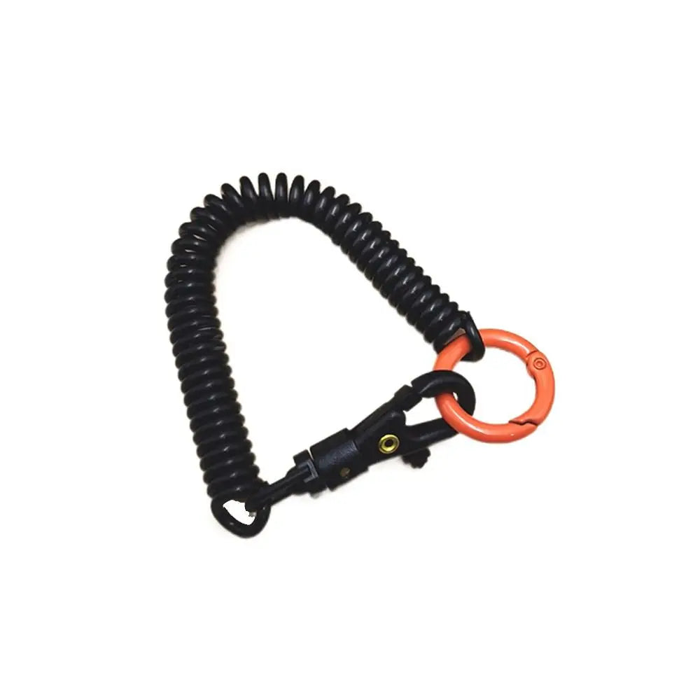Stretchy Coil Spring Keychain Lobster Clasp | Anti-Lost Key Ring Spring Coil Keychain PLUSH Black