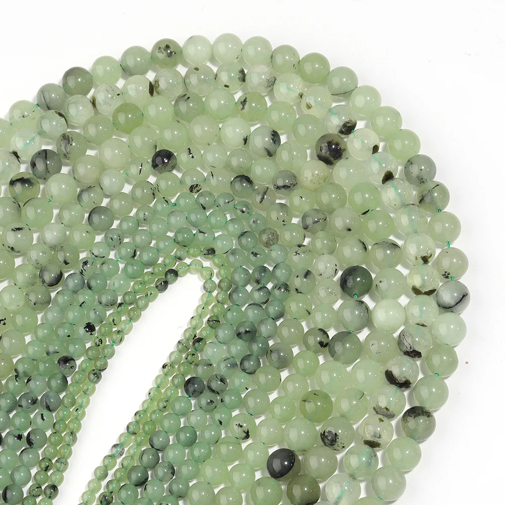 Green Prehnite Stone Beads 4–10mm Round Smooth Natural Loose Beads Natural Stone Beads PLUSH