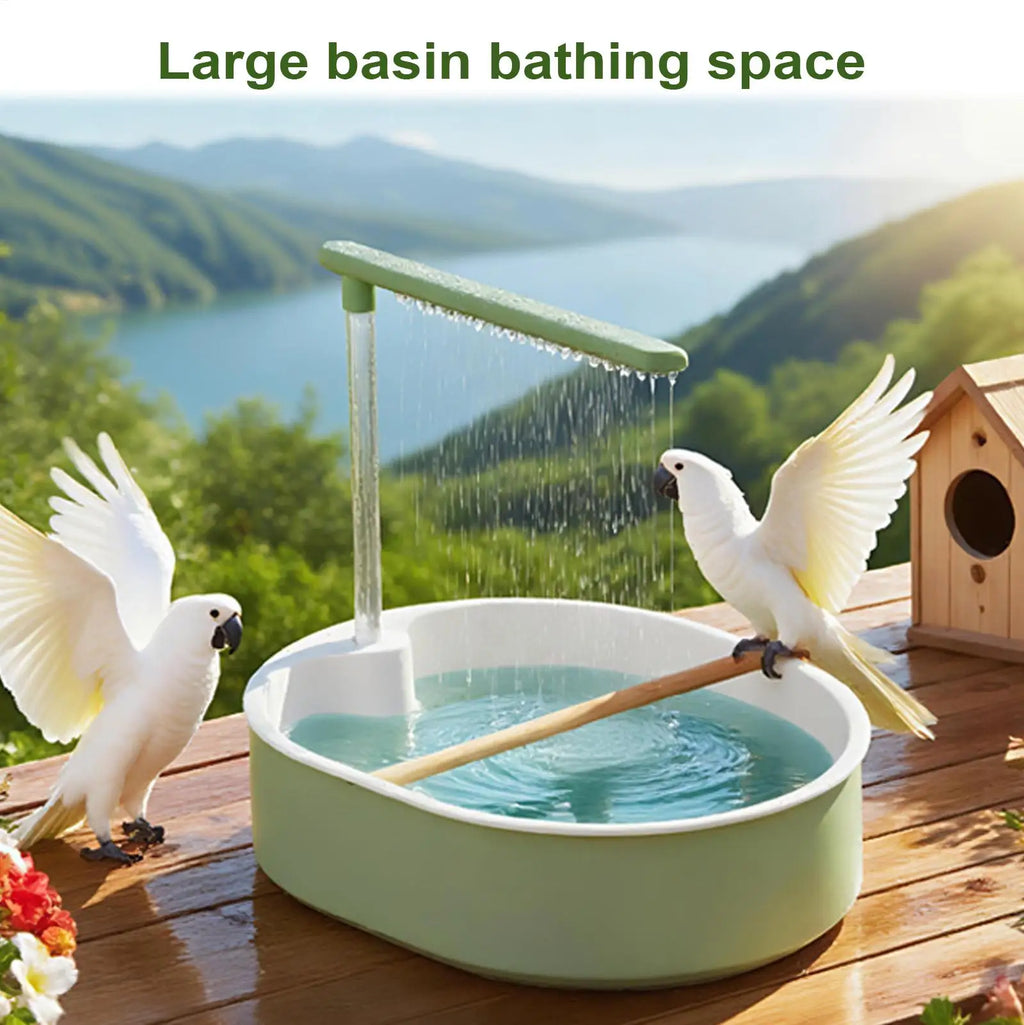 Automatic Circulating Bird Bath Tub for Parrots – Green Bird Bath Tub PLUSH