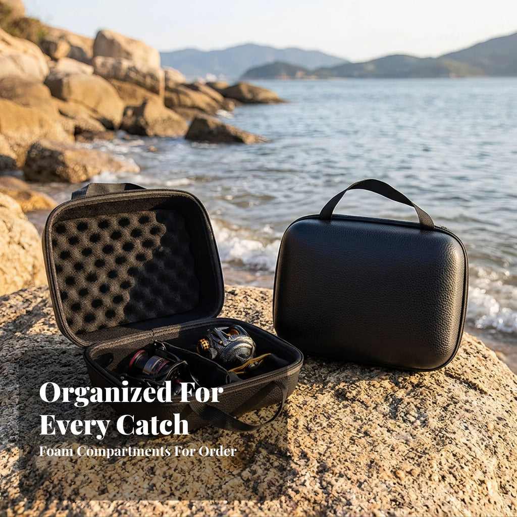 EVA Hard-Shell Fishing Reel Storage Bag | Portable Travel Case Fishing Reel Case PLUSH