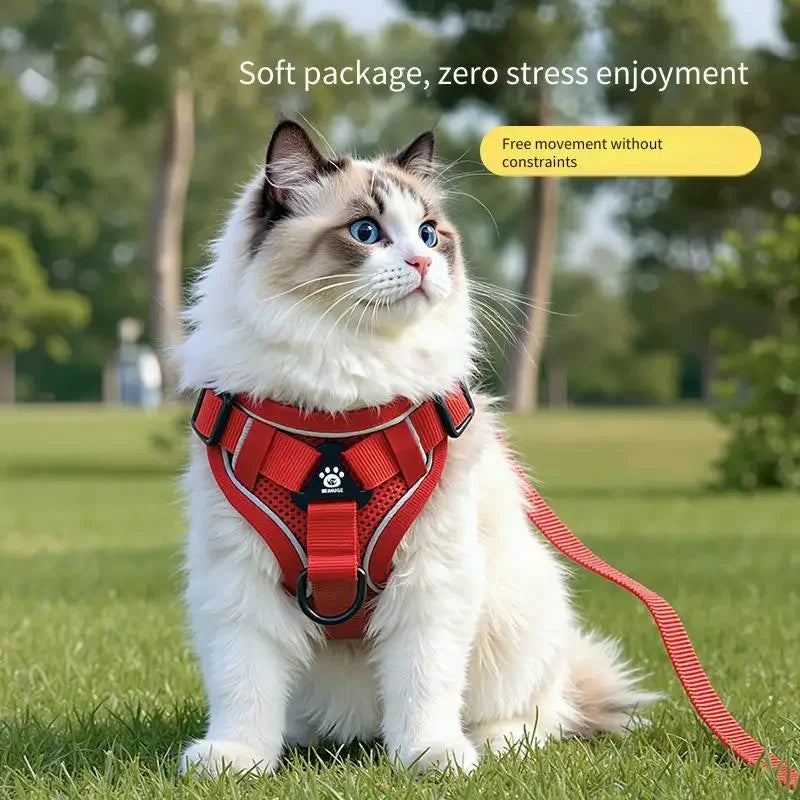 Escape-Proof Cat Harness Reflective Vest & Leash | S–XL Cat Harness & Leash PLUSH