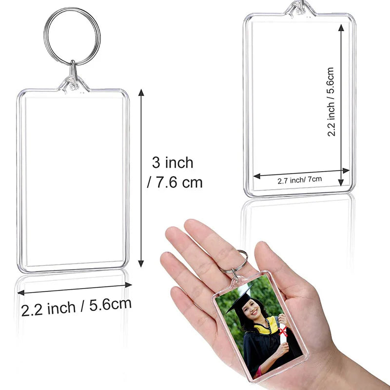 Clear Acrylic Photo Keychain Blank with Split Ring – DIY Gift Keychain Blank PLUSH 7.6x5.6cm 40PCS