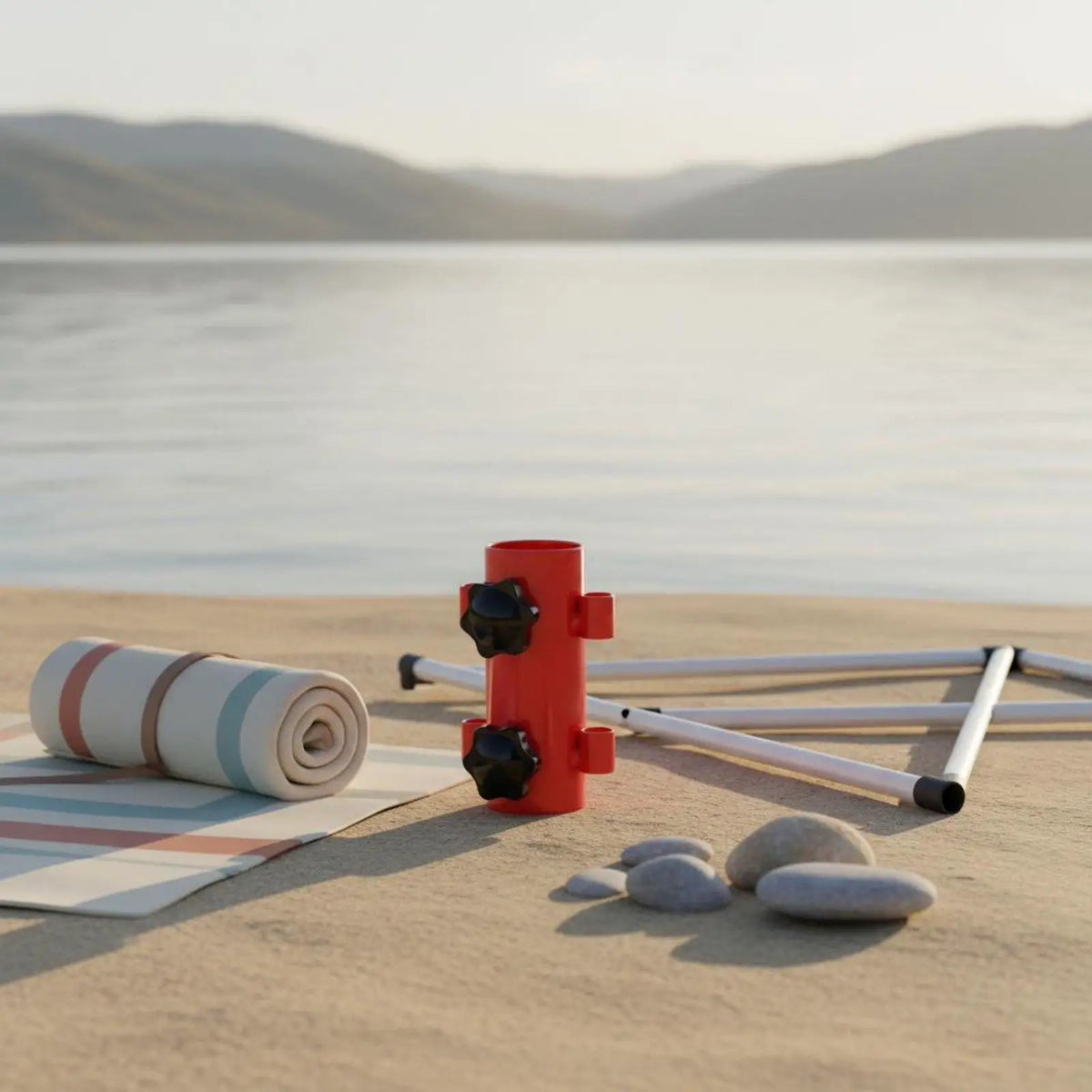 Steel Ground Anchor Tent Pole Holder – Anti-Slip Tarp Base Tent Pole Anchor PLUSH