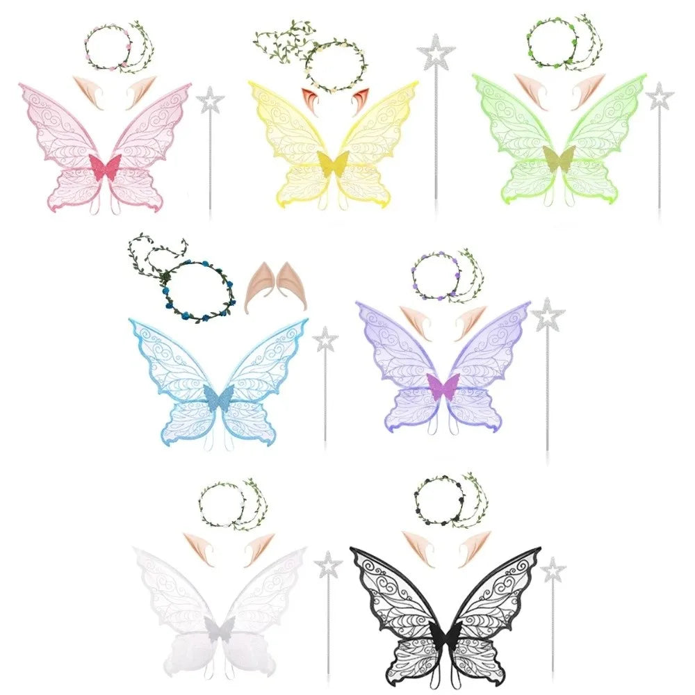 Fairy Butterfly Wings Costume Set – Sparkle Dress Up Fairy Costume Set PLUSH