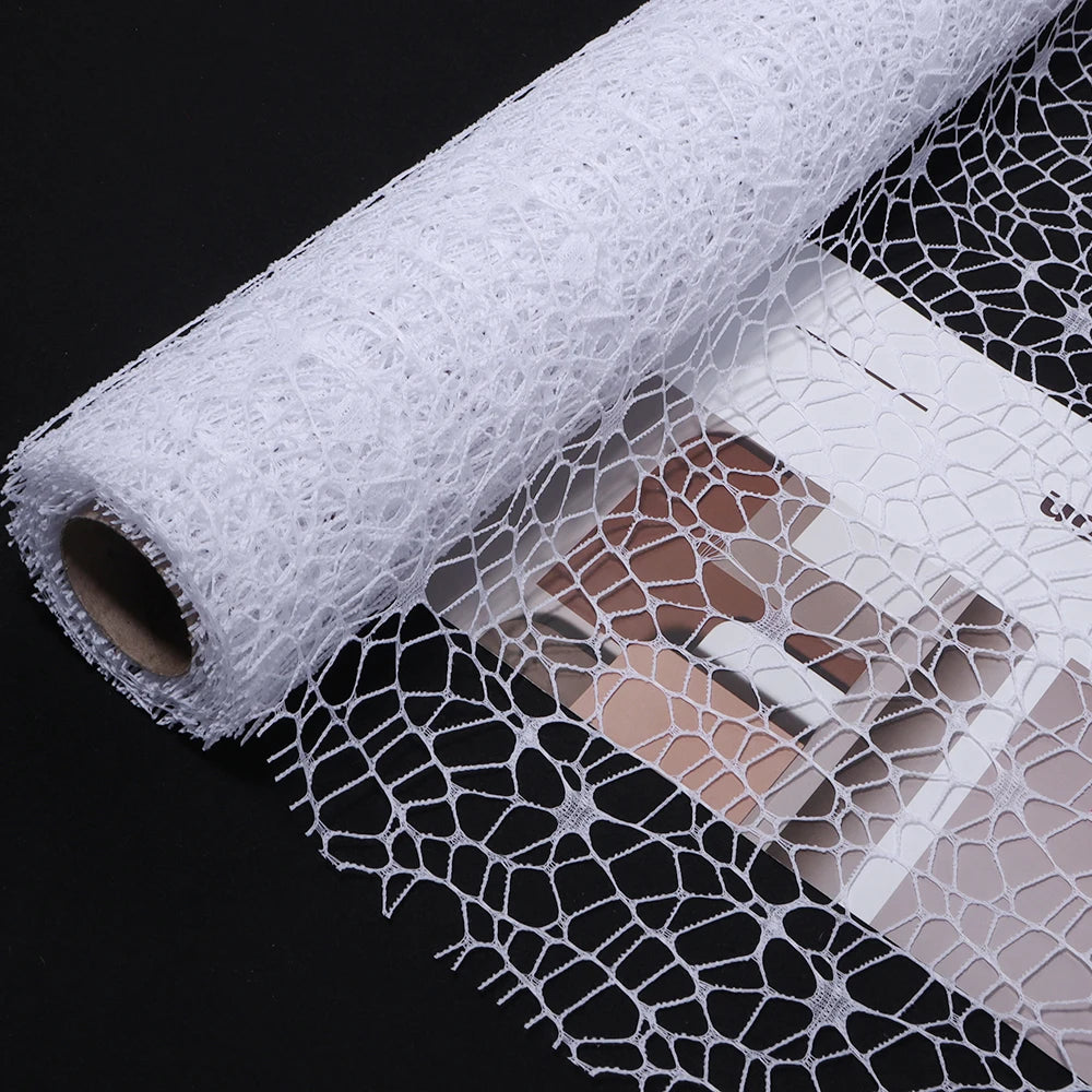 50m Korean Hollow Mesh Floral Wrapping Net Yarn Bouquet Roll Floral Wrapping Mesh PLUSH white