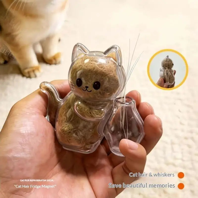 Cat-Shaped Pet Fur Keepsake Storage Capsule Set | Transparent Pet Keepsake Jar PLUSH