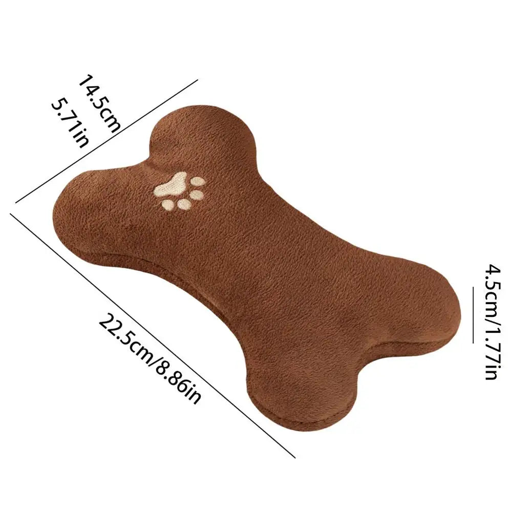 Bone Plush Pillow Chew Toy for Puppies, Kittens & Dogs Plush Pet Toy PLUSH Coffee