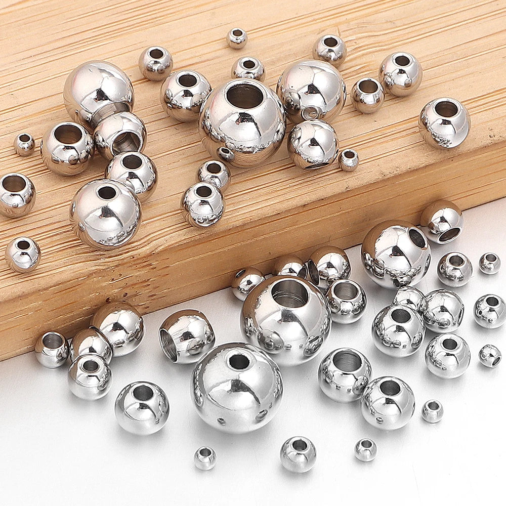 Silver Stainless Steel Big Hole Spacer Beads | DIY Jewelry Jewelry Spacer Beads PLUSH