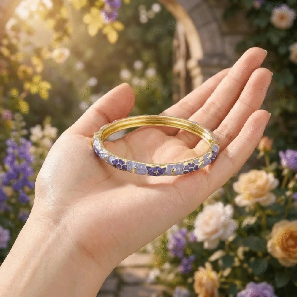 Retro Chinese Enamel Bangle – Zinc Alloy Dropped Glaze Bracelet Enamel Bangle Bracelet PLUSH