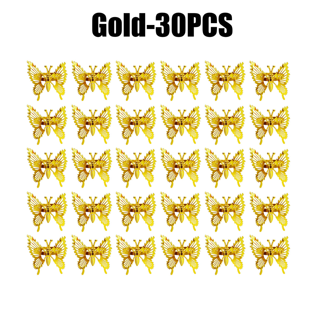 Butterfly Napkin Rings – Wedding & Party Table Decor Napkin Rings PLUSH Gold 30PCS