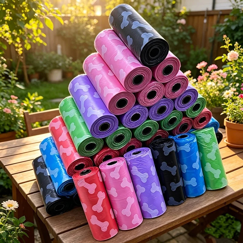 Leak-Proof Thickened Dog Waste Bags – Bone Print Design Dog Waste Bags PLUSH