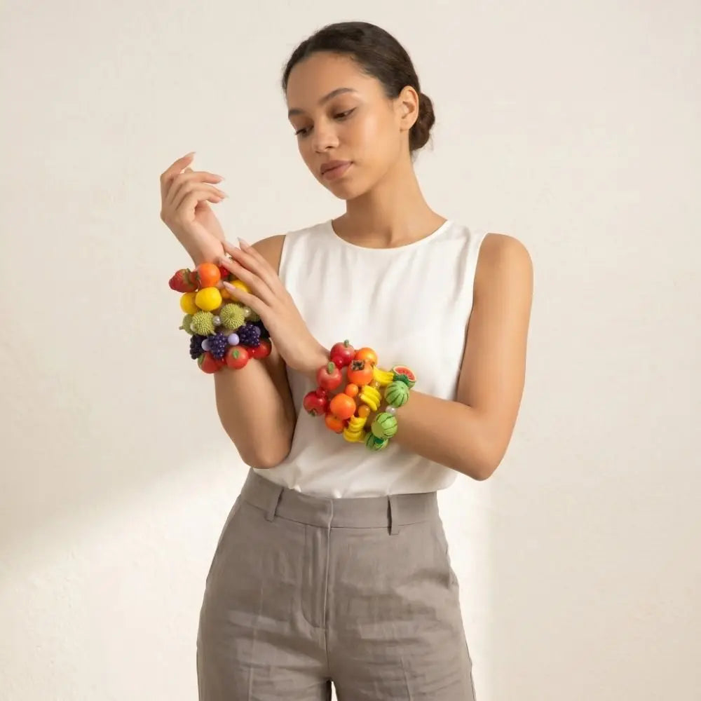 Resin Fruit Beaded Bracelet | Y2K Boho Summer Jewelry Beaded Bracelet PLUSH
