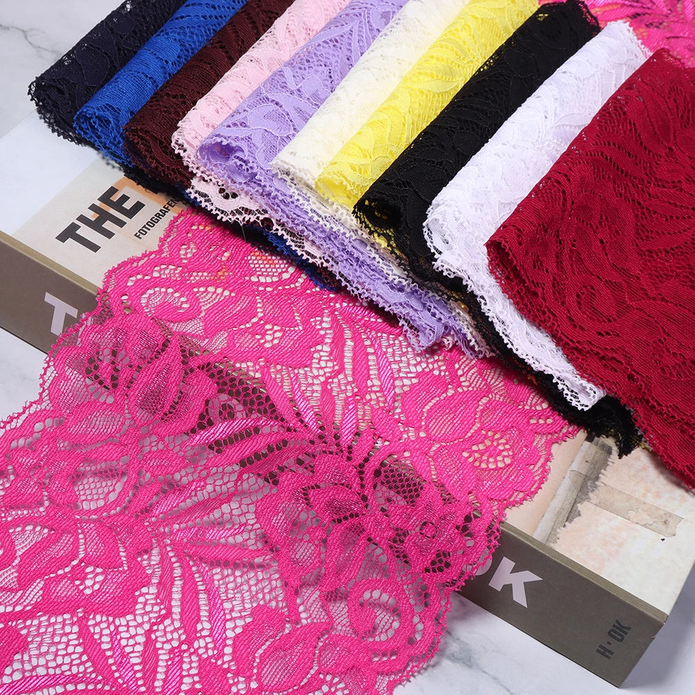 1.5 Yards 15cm Elastic Floral Lace Trim for DIY Sewing Lace Sewing Trim PLUSH