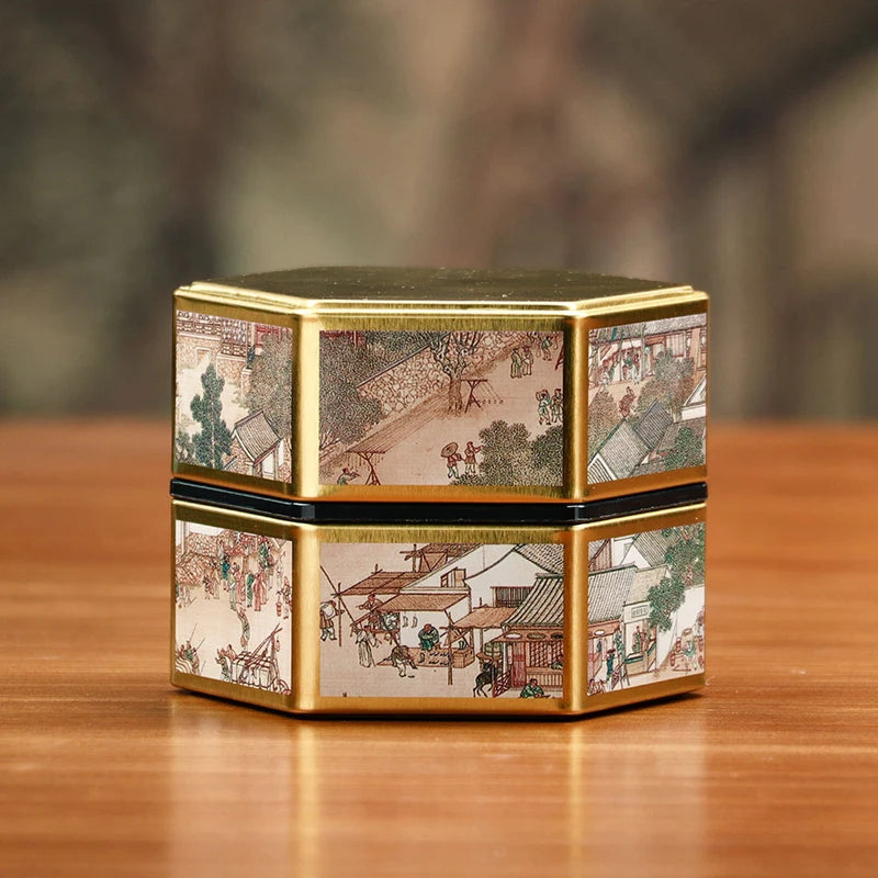Hexagonal Tinplate Tea Storage Tin – Chinese Style Sealed Can Tea Storage Tin PLUSH 5
