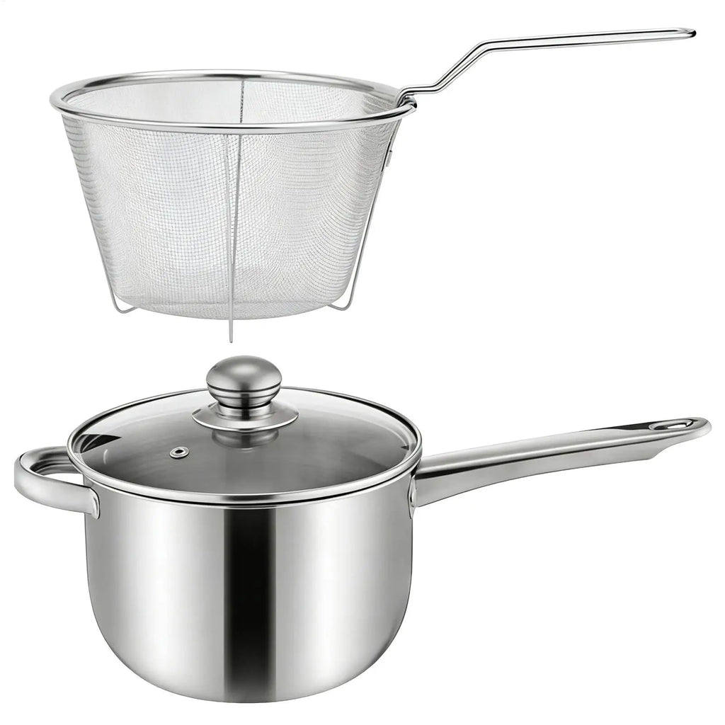 3L Stainless Steel Deep Frying Pot with Basket & Strainer Deep Frying Pot PLUSH