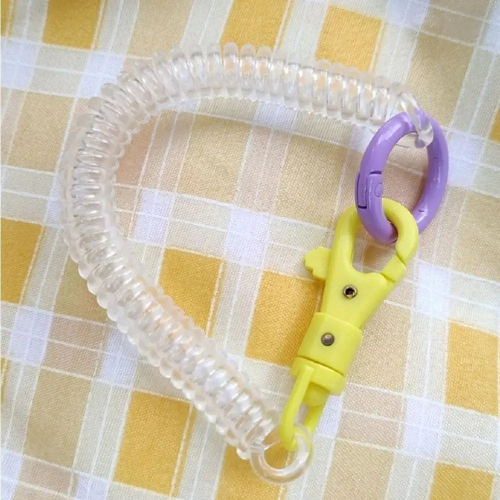 Stretchy Coil Spring Keychain Lobster Clasp | Anti-Lost Key Ring Spring Coil Keychain PLUSH Transparent
