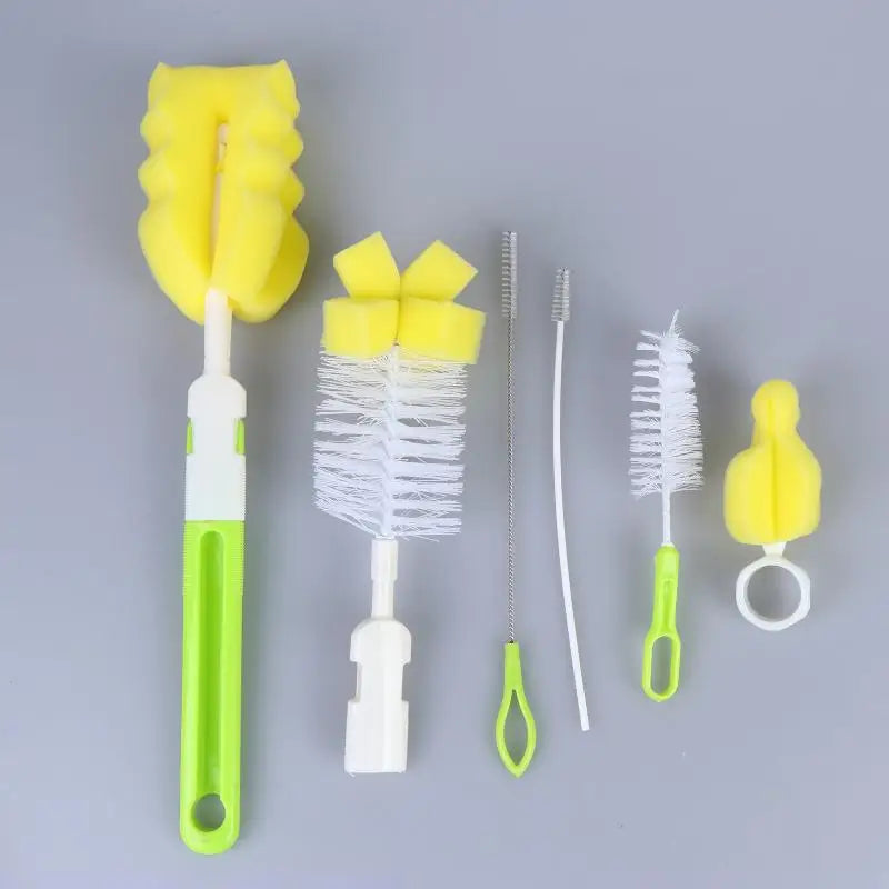 Baby Bottle Cleaning Brush Set 6pc – No Dead Corner Kit Bottle Cleaning Brush Set PLUSH Green