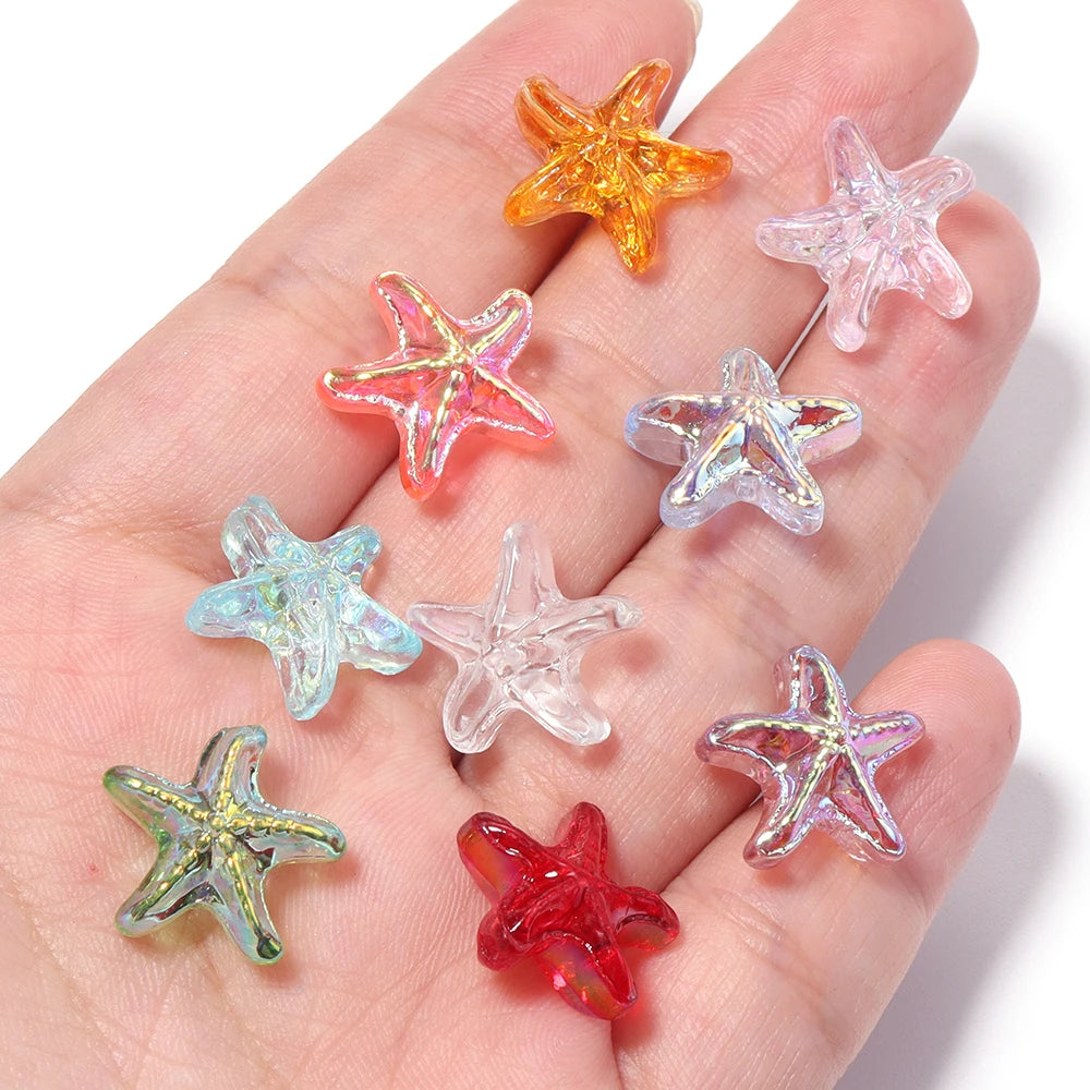 20pcs AB Starfish Glass Spacer Beads – DIY Jewelry Making Glass Spacer Beads PLUSH