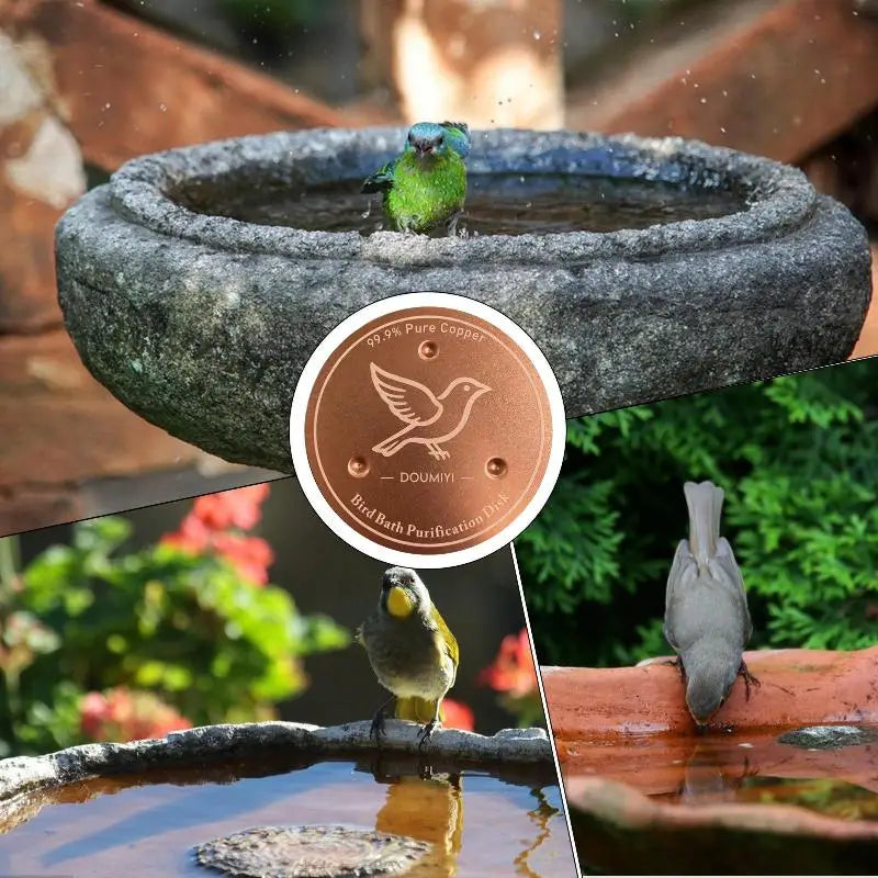 Pure Copper Bird Bath Purification Disk | Algae-Inhibiting Bird Bath Accessory PLUSH