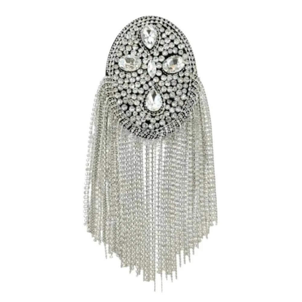 Rhinestone Tassel Epaulettes – Alloy Shoulder Board for Parade Costume Epaulettes PLUSH