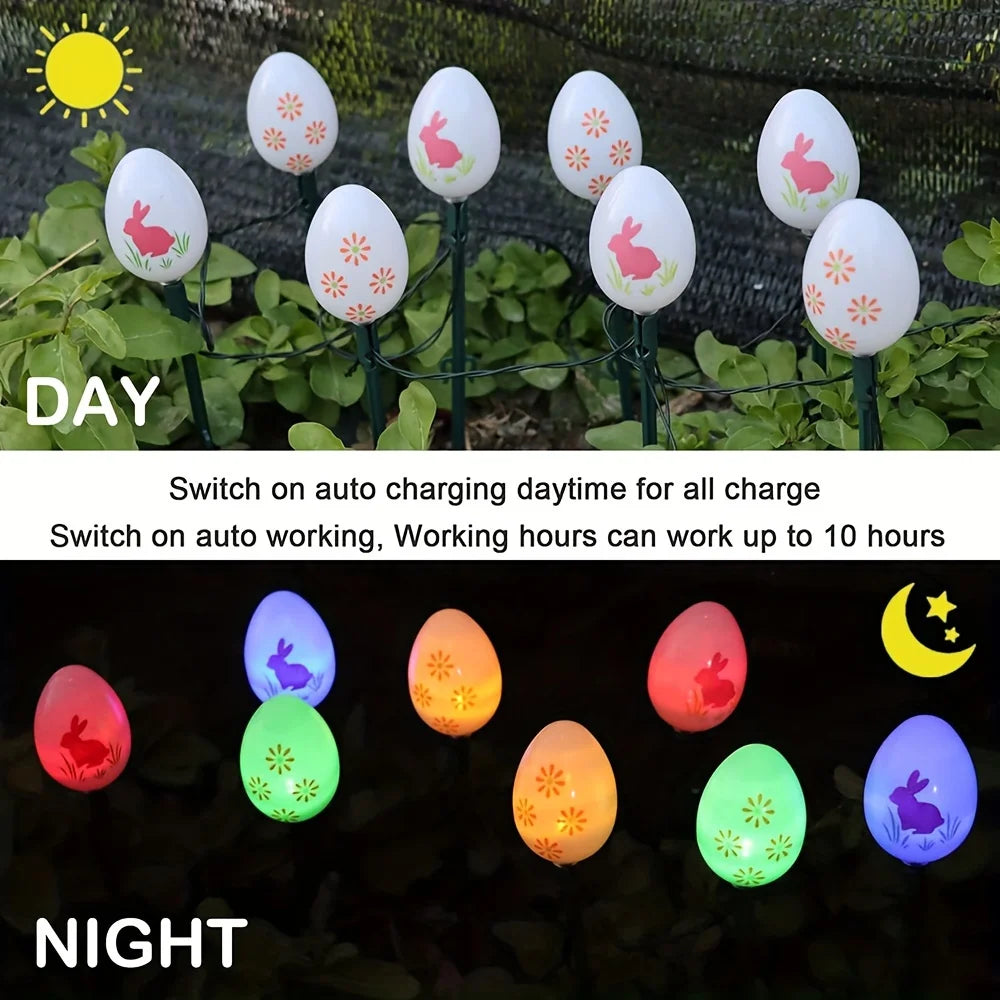 Solar Easter Egg Stake Lights – 8 Modes LED Garden Decor Solar Garden Stake Light PLUSH