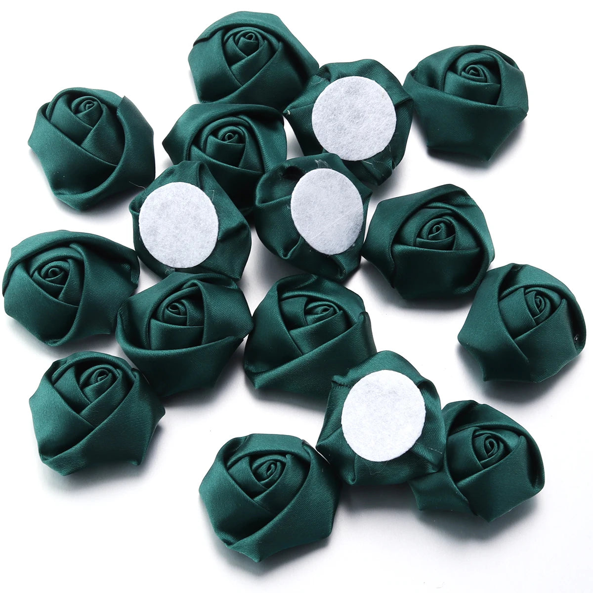20pcs Mini Ribbon Rose Rosettes for DIY Hair Accessories & Crafts Hair Accessory Embellishments PLUSH Dark Green 3.5-4cm
