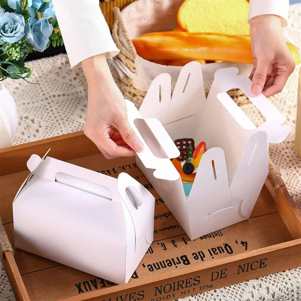 10-Pack White Gable Gift Boxes with Handles – 6.2x3.5x3.5" Gift Boxes PLUSH