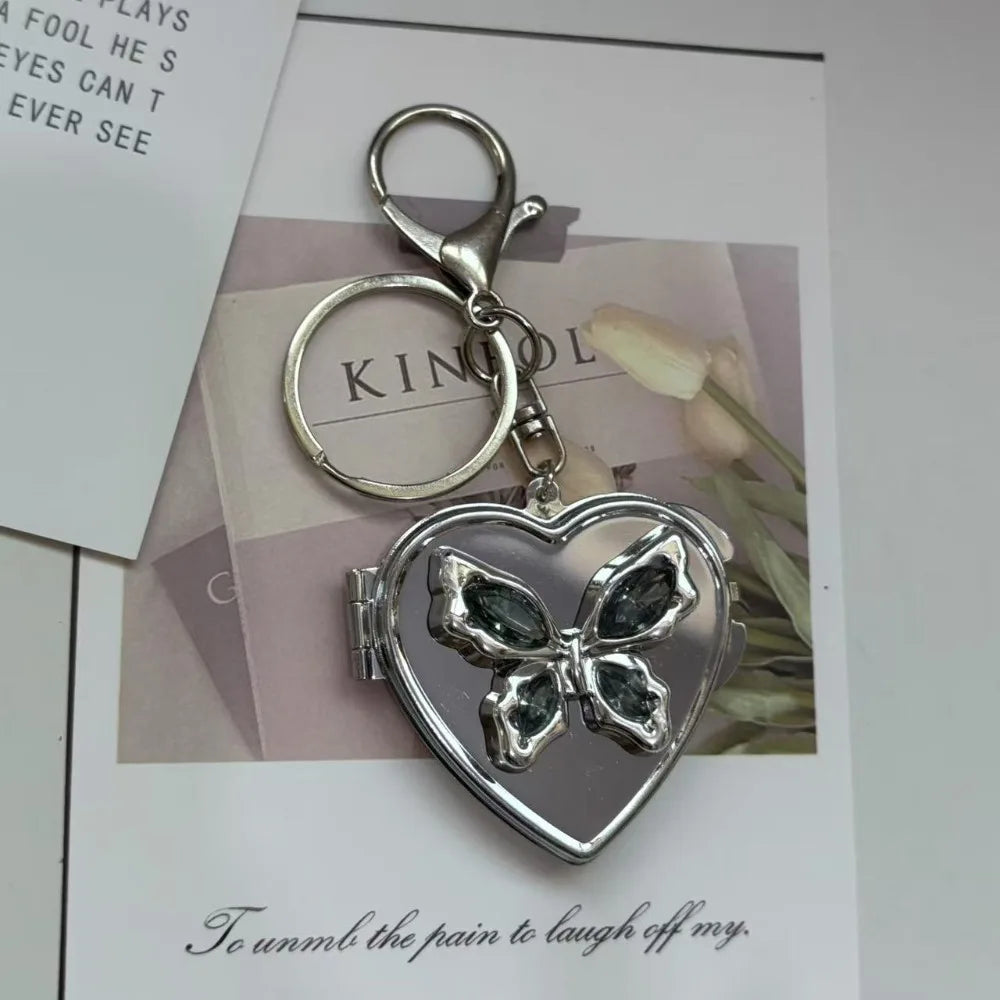 Y2K Double-Sided Mirror Keychain Heart Bow Bag Charm Mirror Keychain Charm PLUSH style E