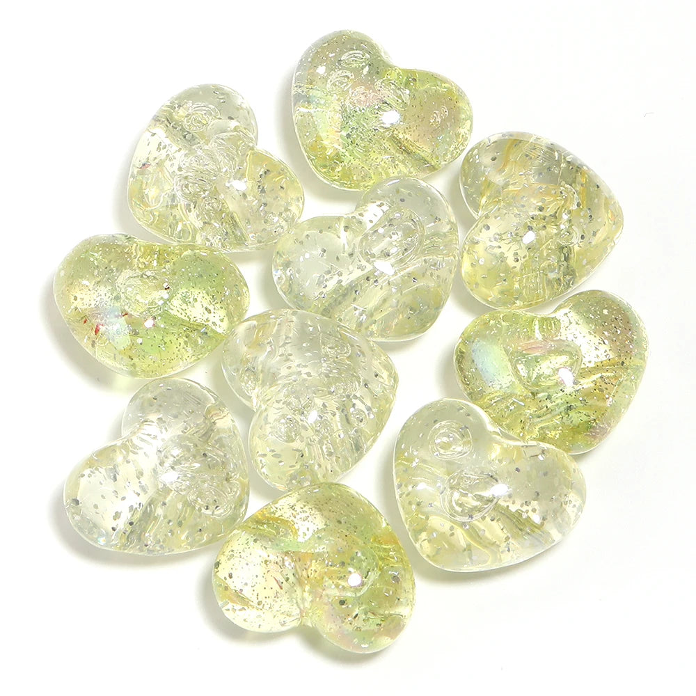 10pcs Heart Crack Acrylic Beads for DIY Jewelry & Bracelets Acrylic Craft Beads PLUSH yellow