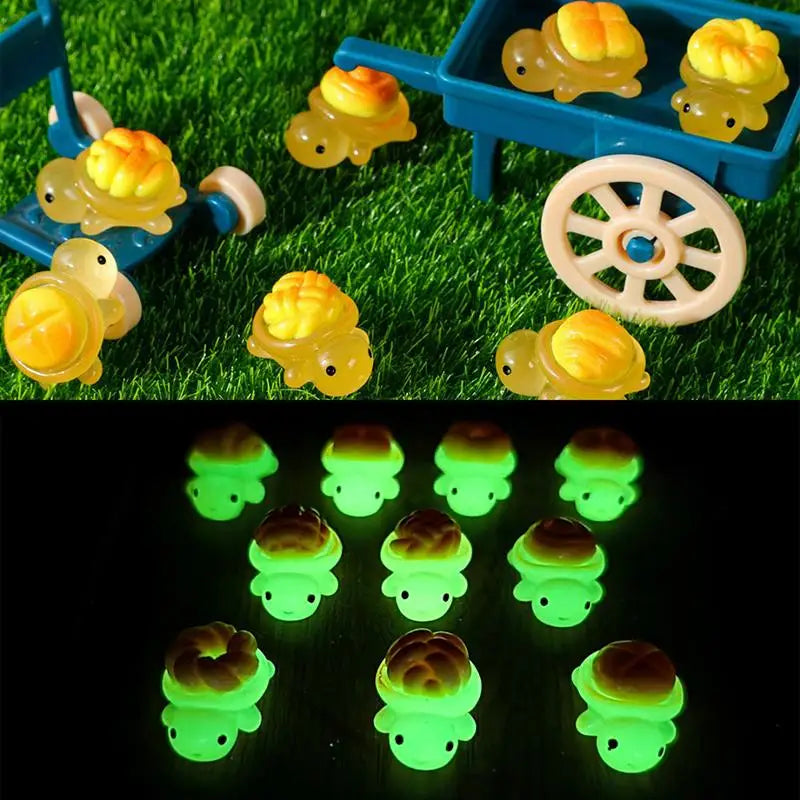 10pcs Luminous Resin Bread Turtle Miniatures – Garden Decor Miniature Garden Figurines PLUSH
