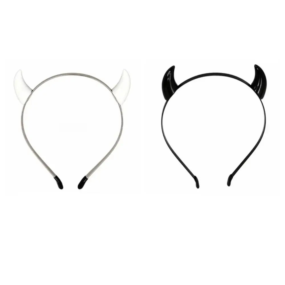 Gothic Devil Horn Headband – Glossy Resin Ox Horn Hair Hoop Gothic Hair Headband PLUSH