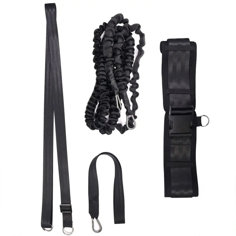 Swim Resistance Belt – Elastic Stationary Swimming Tether Swim Training Belt PLUSH Black