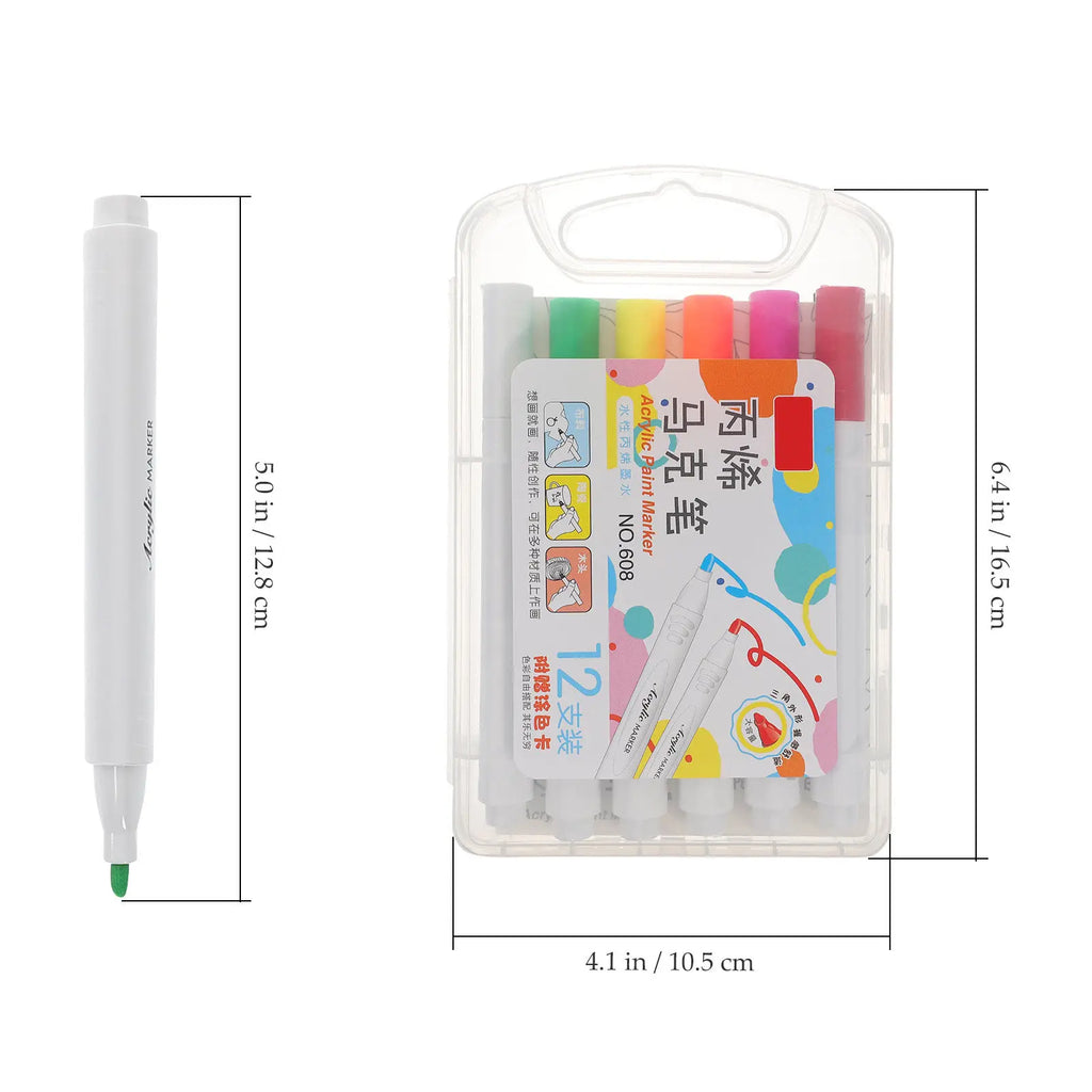 Acrylic Paint Markers 12-Pack Fine Tip Pens for Art & Crafts Acrylic Paint Markers PLUSH