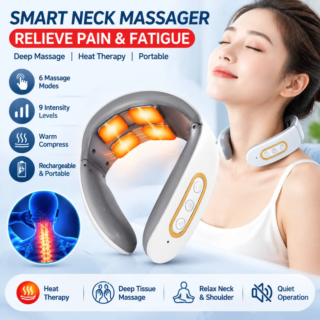 Smart Neck Massager – 6 Modes Portable Ergonomic Device Neck Massager PLUSH