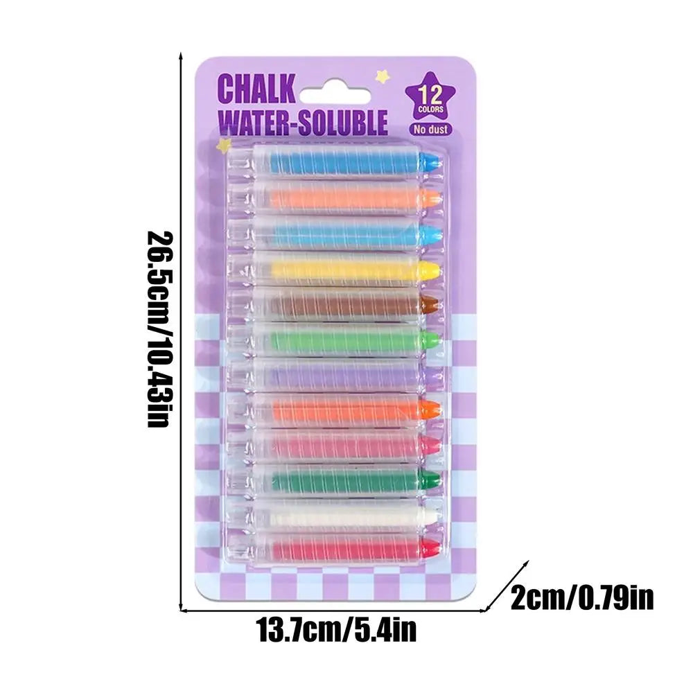 12-Color Dustless Chalk Set – Washable Erasable Kids Chalk Dustless Chalk Set PLUSH A 12Pcs