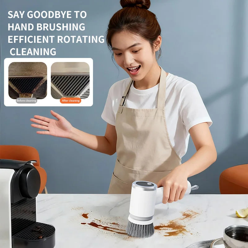 Cordless Electric Scrubber Brush Set – 5 Rotating Brush Heads Electric Cleaning Scrubber PLUSH