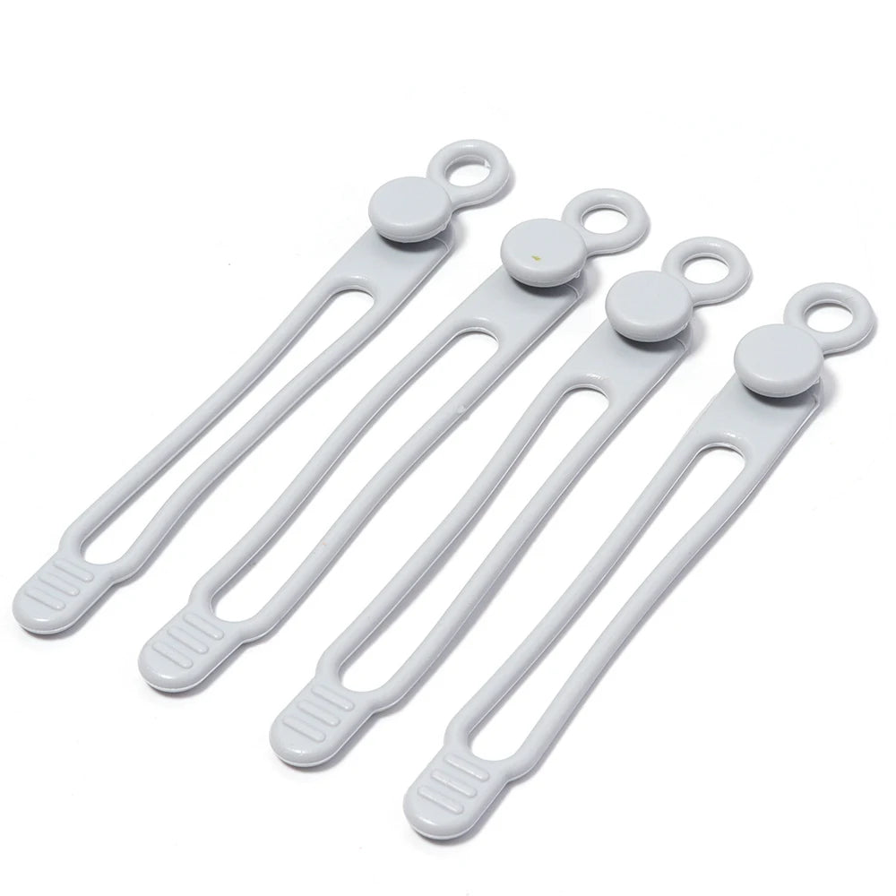 4pcs Silicone Cable Ties Multicolor Reusable Cord Organizer Cable Organizer Ties PLUSH gray