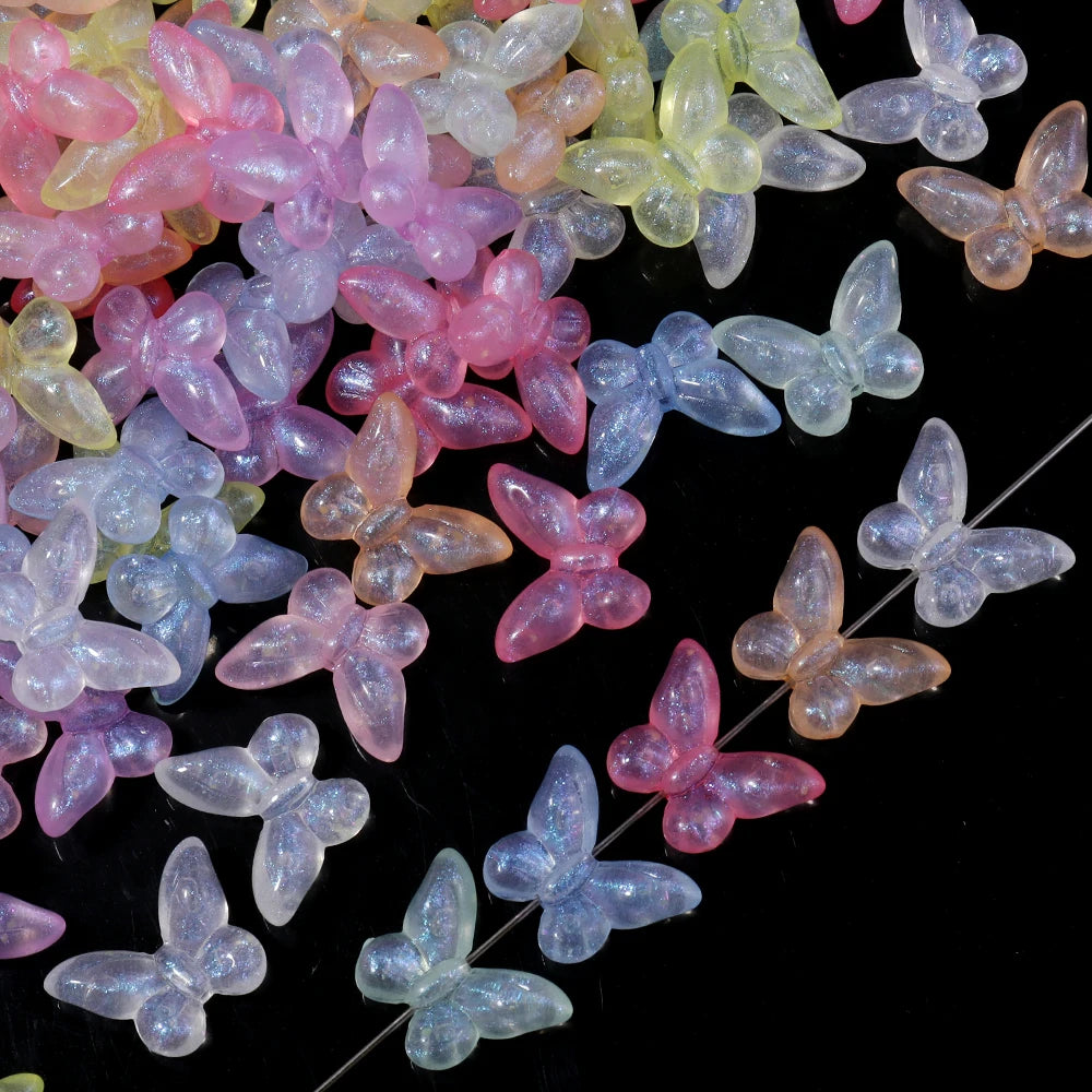 50pcs Acrylic Butterfly Beads – Colorful DIY Jewelry Spacers Acrylic Spacer Beads PLUSH