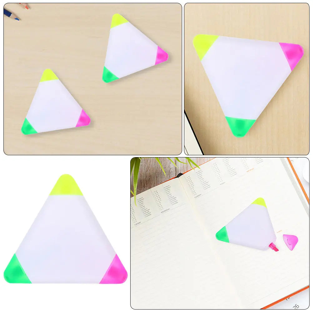 5pcs Triangle Highlighters – Multicolor Fluorescent Marking Pens Highlighter Pen Set PLUSH